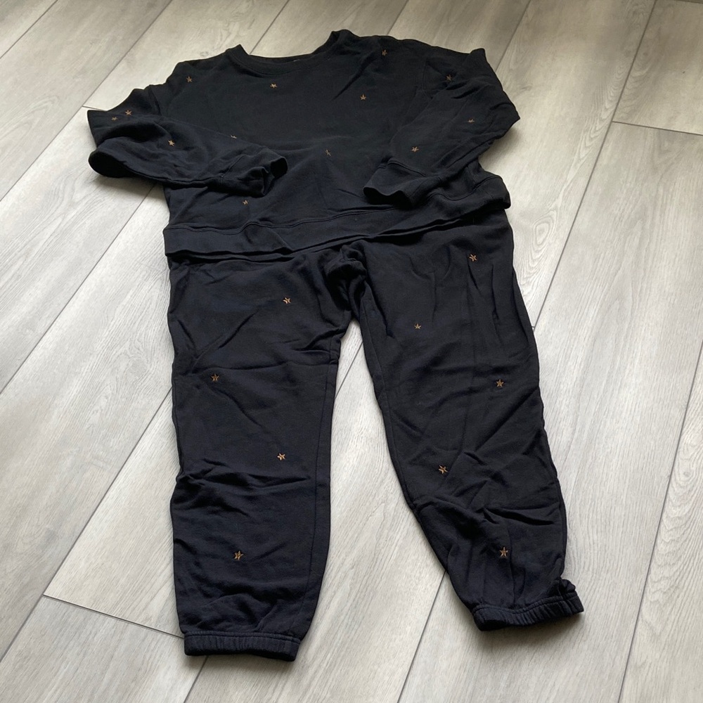 Rails Black Star Embroidered Sweatshirt and Joggers Set